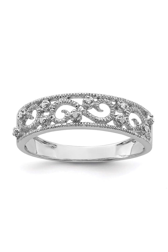 Belle Amore Sterling Silver Rhodium Plated Fancy Diamond Band
