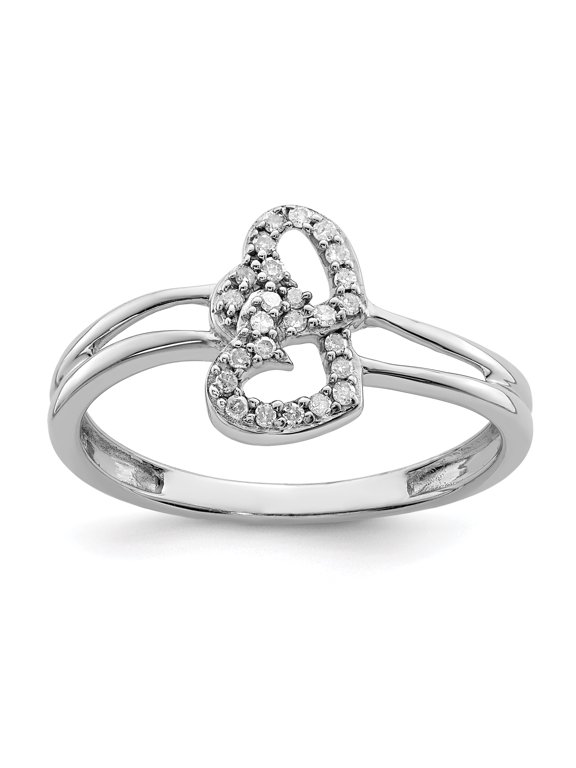 Belle Amore Sterling Silver Rhodium PlatedDiamond Heart Ring