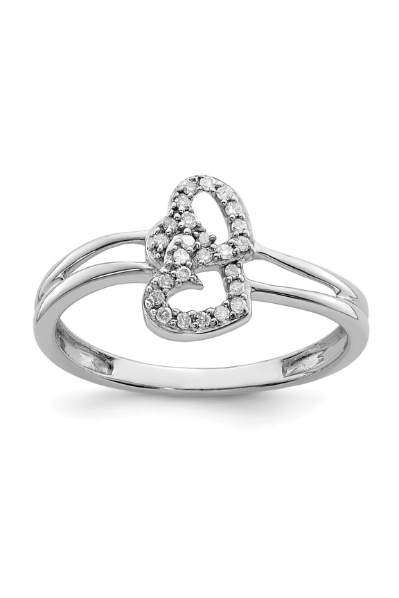 Belle Amore Sterling Silver Rhodium PlatedDiamond Heart Ring