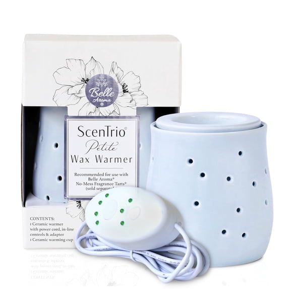 Belle Aroma® ScenTrio® Petite Ceramic Wax Warmer with 3 temperature/safety settings - Blue Gourd- Home Decor Style