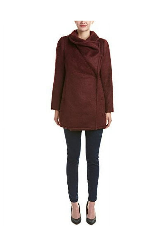 Women's Anna Brushed Wool Blend Coat, Burgundy, L