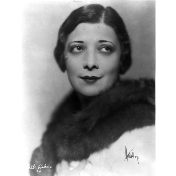 Belle Baker Close Up Portrait with Eyes Looking Up in Black Fur Boa Photo Print (24 x 30)