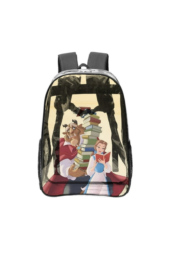Belle Beauty And Beast Pattern Transparent Backpack Lightweight And fashionable Showcasing Personality And Leading The Trend