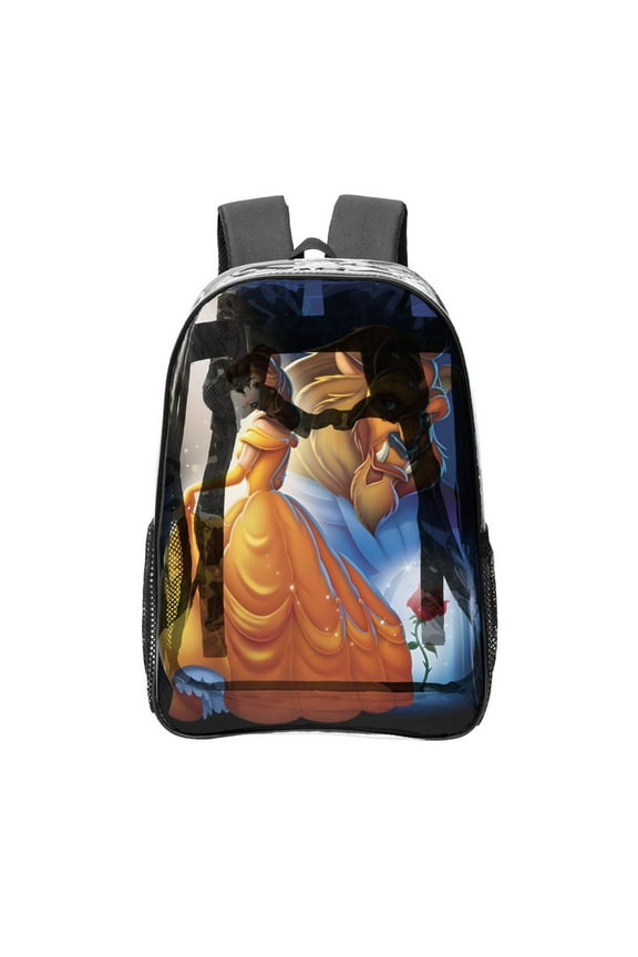 Belle Beauty And Beast Pattern Transparent Backpack Lightweight And fashionable Showcasing Personality And Leading The Trend