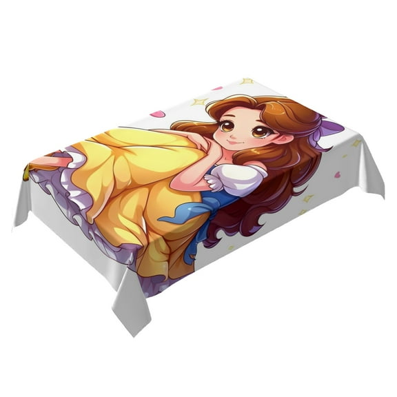 Belle Beauty And Beast Themed Square Tablecloth 54 * 72 Inches Durable Stylish