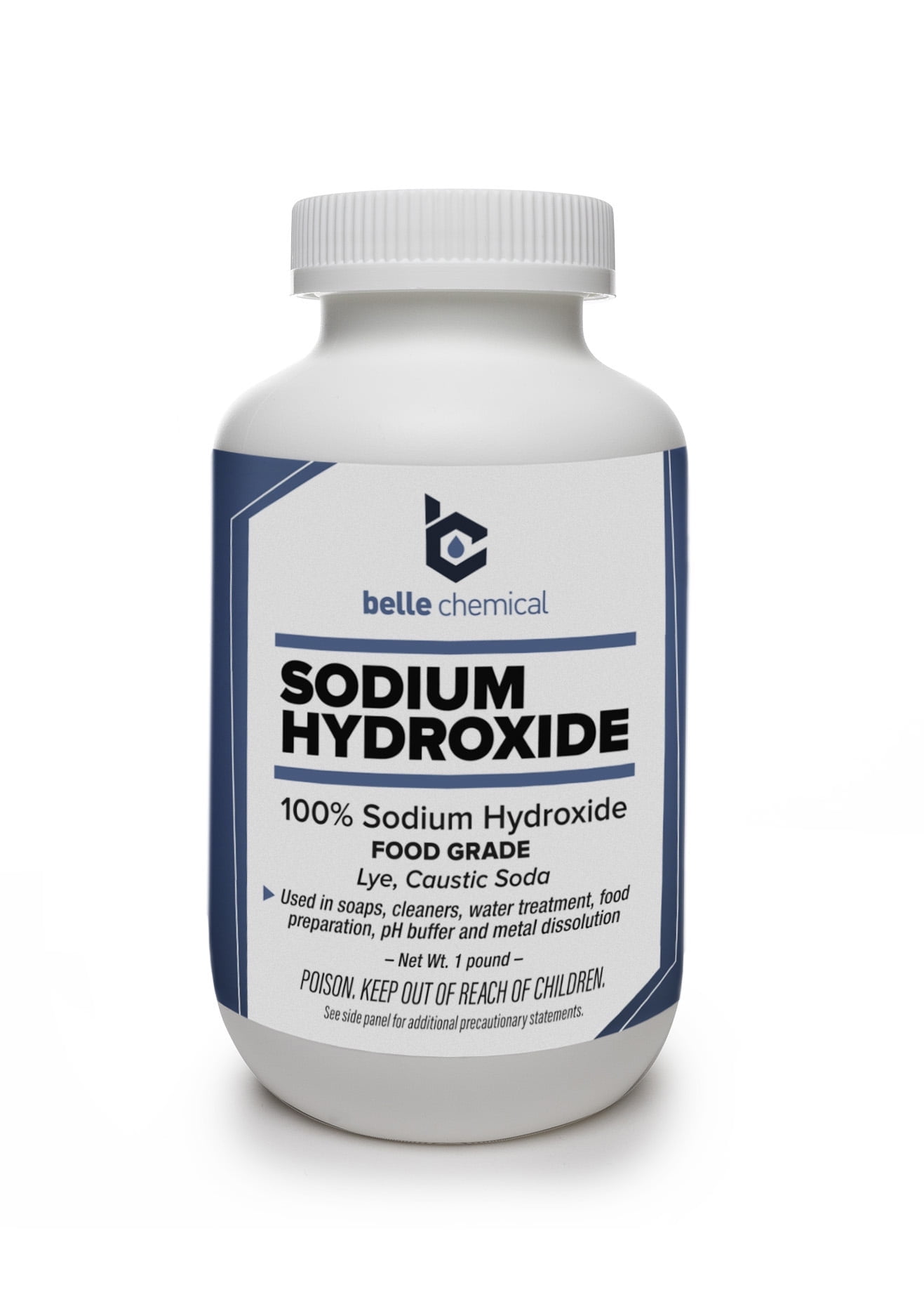 Belle Chemical Sodium Hydroxide, Pure - Food Grade (Caustic Soda, Lye) (1 Pound Jar)