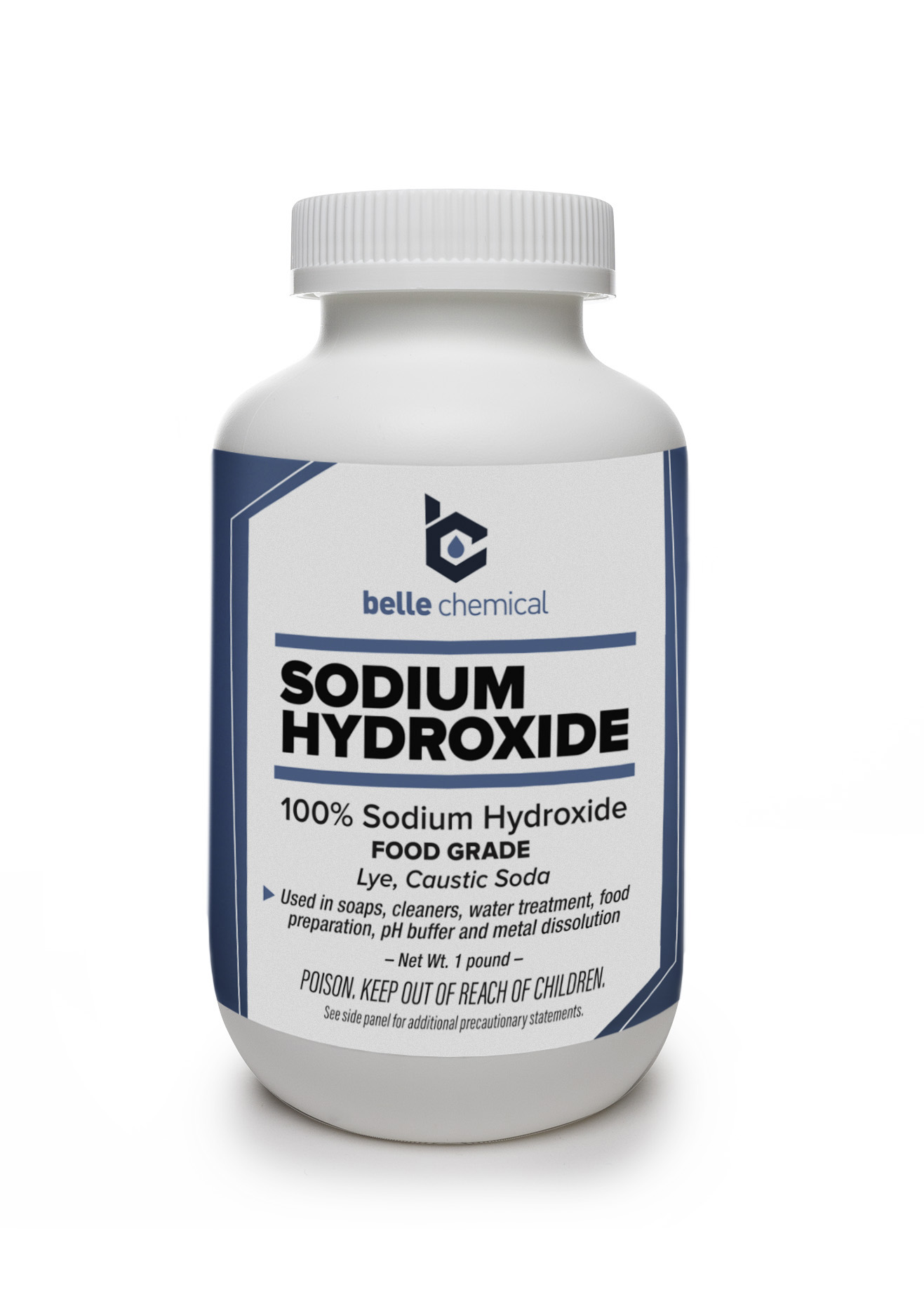 Belle Chemical Sodium Hydroxide, Pure - Food Grade (Caustic Soda, Lye) (1  Pound Jar) 