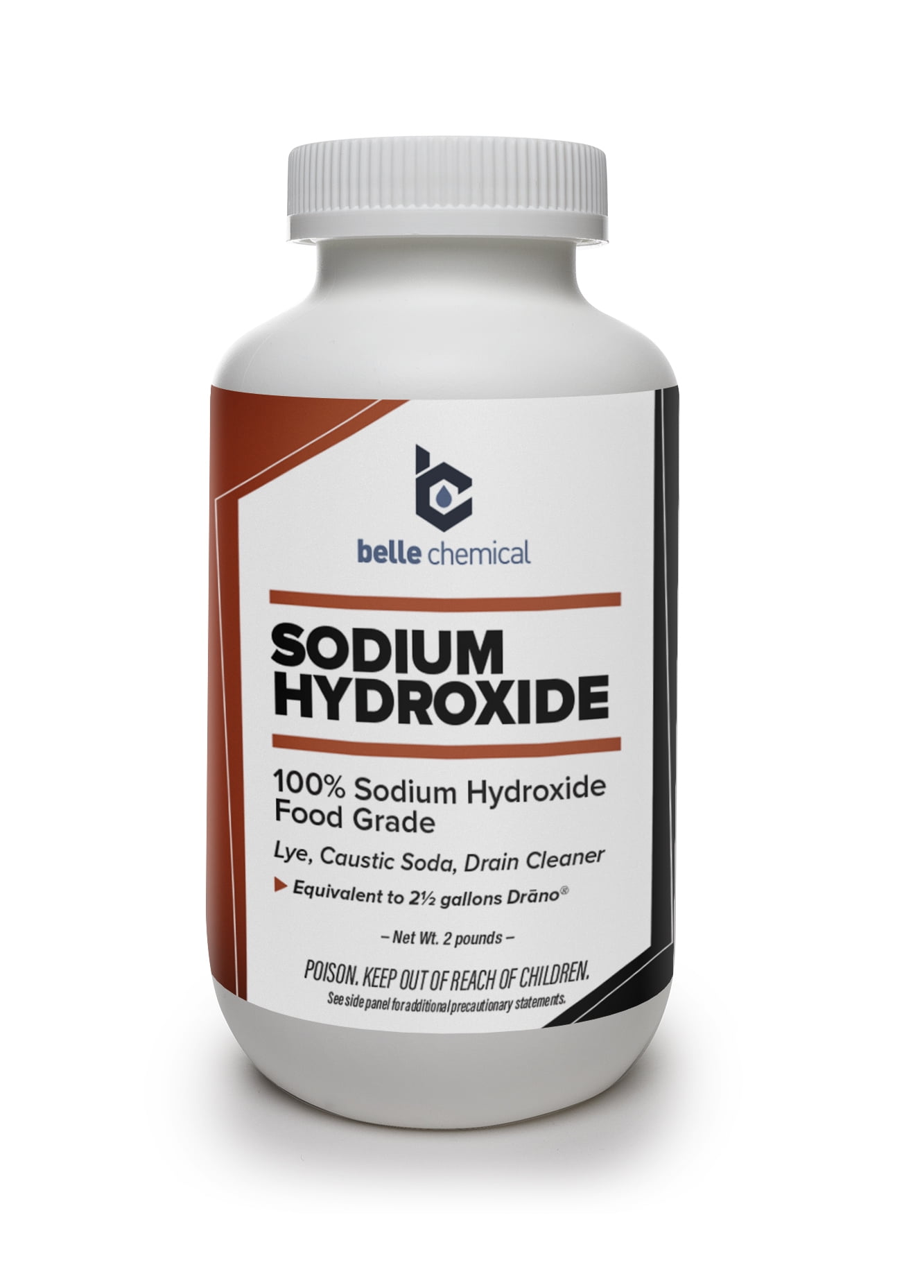 Belle Chemical Sodium Hydroxide - Pure - Food Grade (Caustic Soda, Lye) (2  Pound Jar)