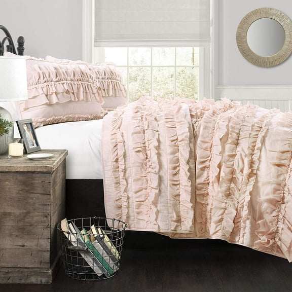 Belle Comforter Twin Size 2 Piece Set - Pink Blush Coquette Bedding for Kids