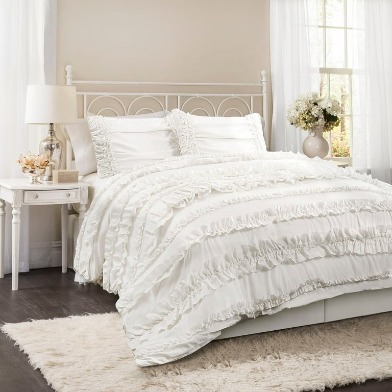 Lush Decor Belle Comforter Set - White King Size - 250 GSM