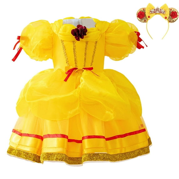 Belle Costume for Girls Princess Dress Up Birthday Christmas Party OutFit