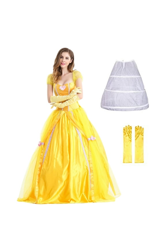 Belle Dress Beauty and Beast Costume for Women Belle Cosplay Princess Dress Up Clothes Halloween