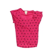 BELLE DU JOUR Juniors Fuchsia Short-Sleeve Bow-Print Tee XS