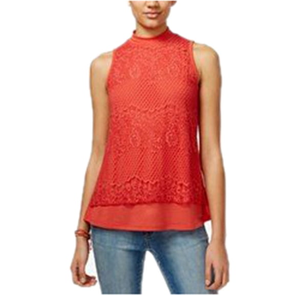 Belle Du Jour Womens Lace Mock Neck Top ,Chrysanthemum,X-Small