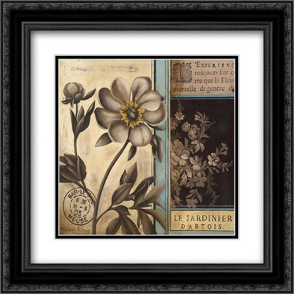 Belle Fleur II 2x Matted 20x20 Black Ornate Framed Art Print by Poloson, Kimberly