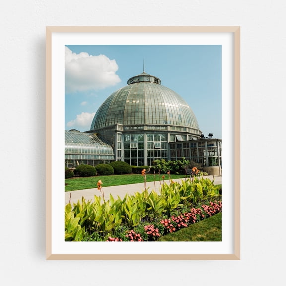Belle Isle Conservatory, Detroit 01 - Detroit Michigan Photography Architecture Botanical Floral Scenic Oak Framed Wall Art Print 24 x 30 inches