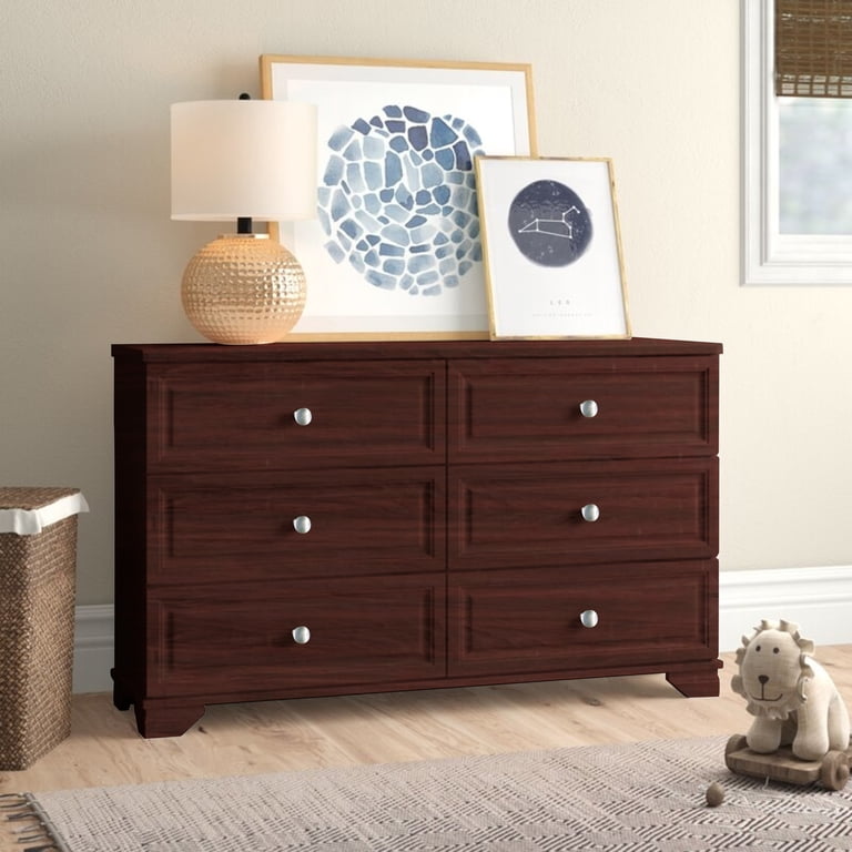 6 drawer dresser short GDFStudio Simply Modern Large Wood 6 Drawer Dresser Storage Cabinet Black