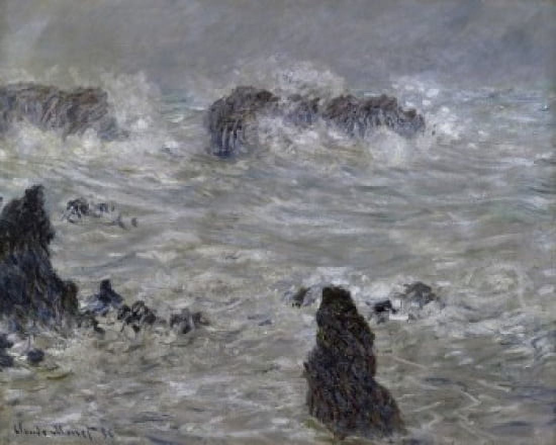 Belle-Isle Shore Storm (Cotes de Belle-Ile Tempete) c 1886 Claude Monet (1840-1926French) Musee d Orsay Paris Canvas Art - Claude Monet (18 x 24)