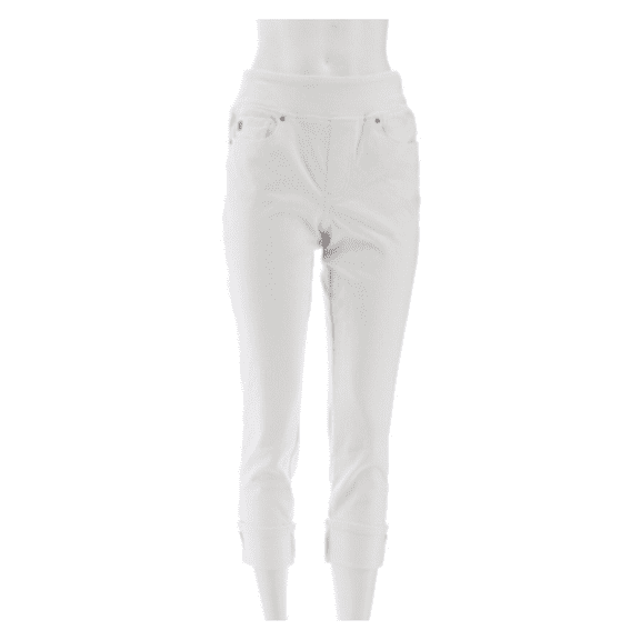 Belle Kim Gravel Flexibelle Cuffed Jeans White , Size 2P
