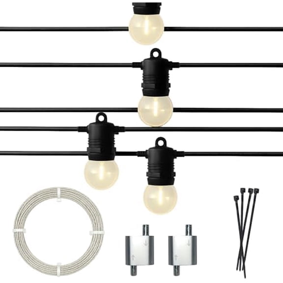 Belle Luci G40 String Lights Kit 15FT, 15 Warm White LED Bulbs with 12-Inch Spacing, Outdoor Bistro Patio Set$$Tools & Hardware Other