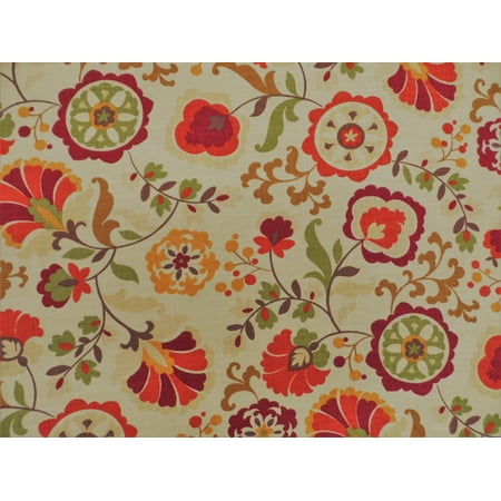 Belle Maison Daphine Linen Upholstery Drapery Fabric Crimson Floral NN48