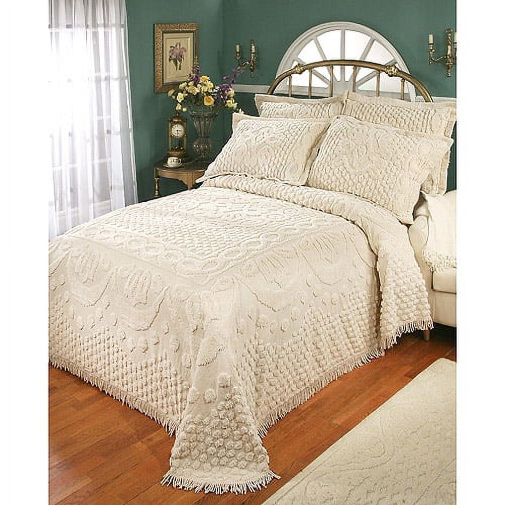 Belle Maison Kingston Cotton Chenille Shams, Beige, Standard Size, Set of Two