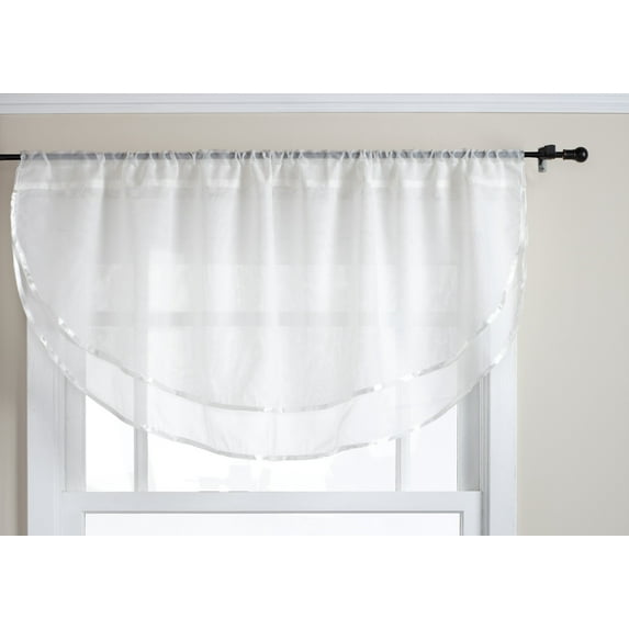 Belle Maison USA, LTD. Elegance Voile Layered Ascot Curtain Valance 60" x 24"