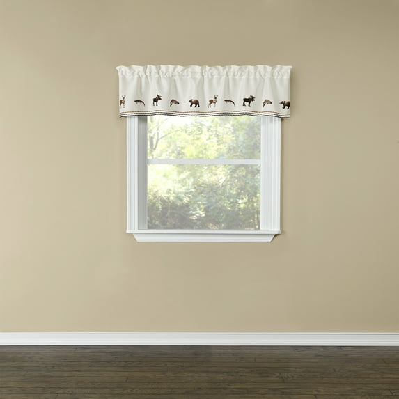 Belle Maison USA, LTD. Mountain Lodge Embroidered Kitchen Curtains