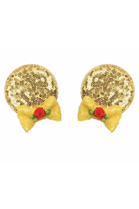 Belle Minnie Ears Hair Clip, Yellow Minnie Ear Clips, Gold Mickey Ears Hair Clip, Disney Kids Minnie Ears clips, Minnie Ears, Minnie Ears