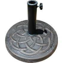 Belle Patio 16.5Inch Round Patio Umbrella Base Stand, Made from Rust Resistant Resin, Includes Pole-Locking Mechanisim, Bronze Powder Coated Finish