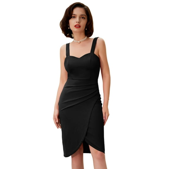 Belle Poque Women Ruched Wrap Dress Sweetheart Neck Sleeveless/Halter Bodycon Dress Cocktail Dresses