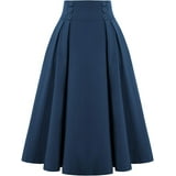 Belle Poque Women's Vintage High Waist Pleated Midi ALine Skirt with