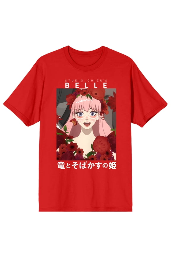 Belle Poster Art Crew Neck Short Sleeve Red Women's T-shirt-XXL