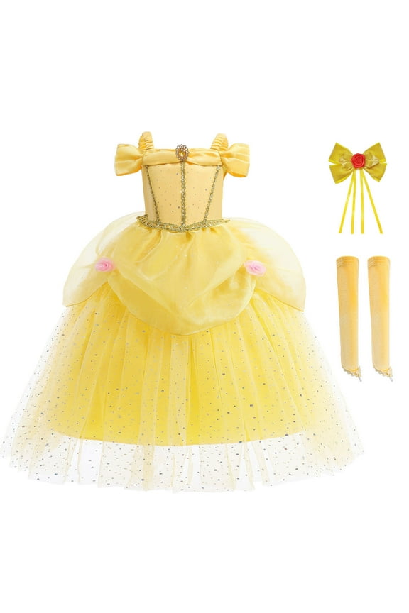 Belle Princess Costume Dress for Girls Halloween Fancy Cosplay Party Ball Gown 3-9Y