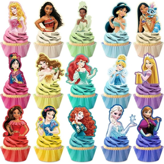 Belle Princess Cupcake Toppers – Princess Birthday Party Decorations – Fairy Tale Theme Supplies – Set of CupCake Toppers - Birthday Decorations set
