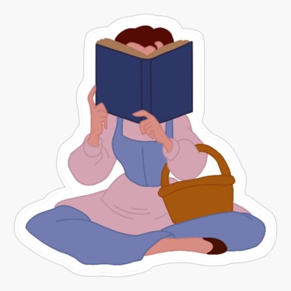 Belle Reading Book Art Vinyl Decal Sticker