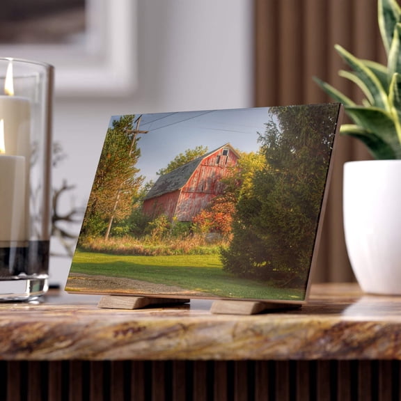 U R There Photography Belle River Red I Rustic Farmhouse Decorative Ceramic Tile (Matte)