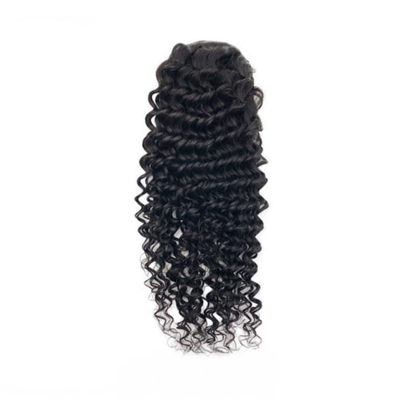 Belle Societe Deep Wave Drawstring Ponytail Extension, 20in, 140g, Color 1B, Non-Toxic, Organically Treated, Quick Easy Install