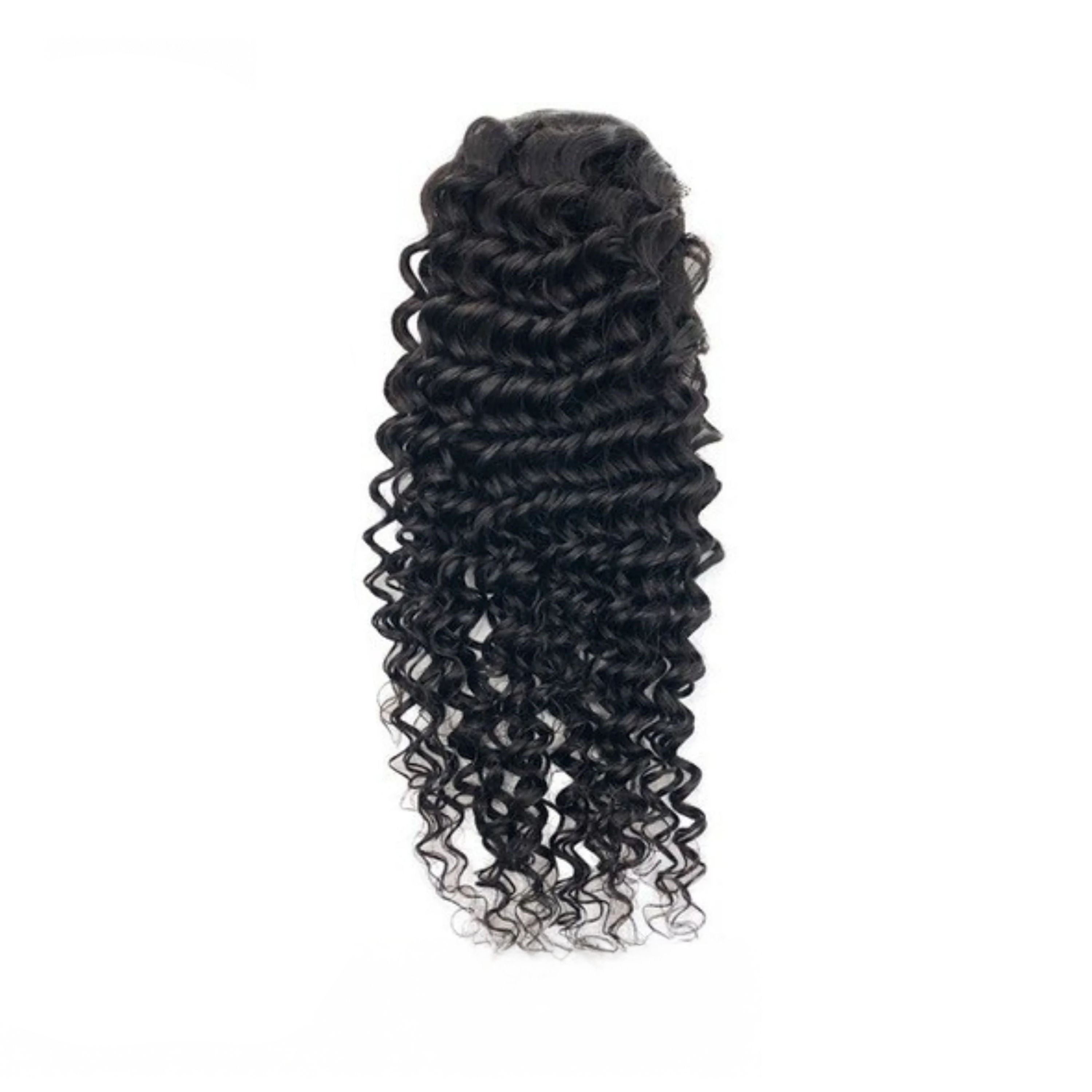 Belle Societe Rich Black 1b Deep Wave Hair 20in Ponytail 140g All Ages, Unisex