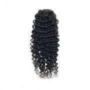 Belle Societe Deep Wave Drawstring Ponytail Extension, 20in, 140g, Color 1B, Non-Toxic, Organically Treated, Quick Easy Install