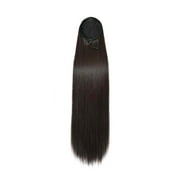Belle Societe Silky Straight Drawstring Ponytail Extension, 20in, 140g, Color 1B, Non-Toxic, Organically Treated, Quick Easy Install