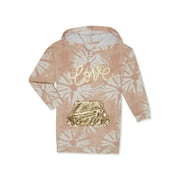 Belle du Jour Girls Graphic Sweatshirt Dress with Sequin Pocket, Sizes 7-16