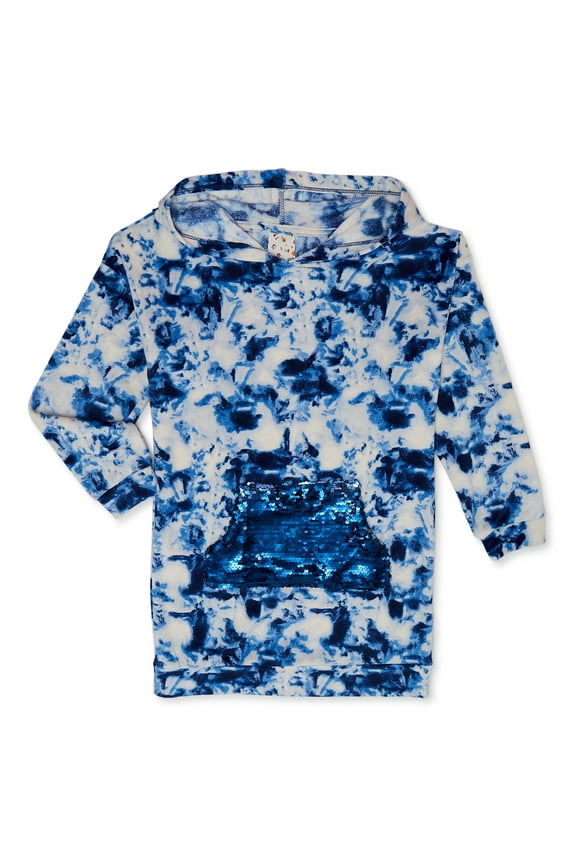 Girls Plush Sweatshirt Dress with Sequin Pocket, Sizes 7-16