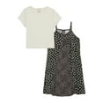 Belle du Jour Girls Twin Print Slip Dress and TShirt Set, 2Piece