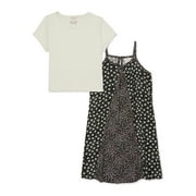 Belle du Jour Girls Twin Print Slip Dress and T-Shirt Set, 2-Piece, Sizes S-XL