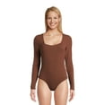thumbnail image 1 of Belle du Jour Juniors Ribbed Square Neck Bodysuit, Sizes XS-XL, 1 of 5