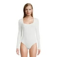 thumbnail image 1 of Belle du Jour Juniors Ribbed Square Neck Bodysuit, Sizes XS-XL, 1 of 5
