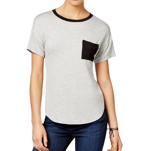 Belle du Jour Womens Contrast Basic T-Shirt, Grey, Juniors, Small