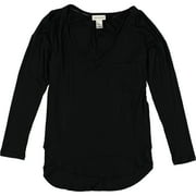 BELLE DU JOUR Womens Crisscross Pullover Blouse, Black, Juniors, X-Small