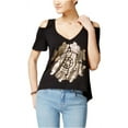 thumbnail image 1 of Belle du Jour Womens Graphic Knit Blouse, Black, Medium, 1 of 1